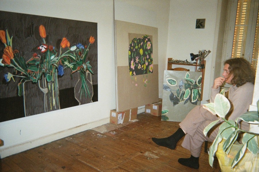 View of Olga Boudin's studio, Lacelle, 2023. Photo: Liza Maignan.