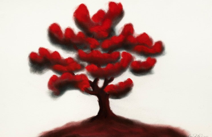 David Nash, Red Tree, 2018, pastel sur papier, 57 x 76 cm
© David Nash / Courtesy Galerie Lelong & Co.
