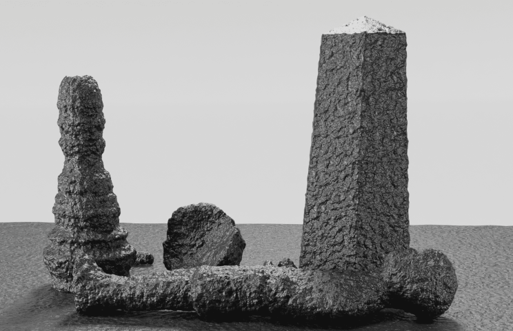 DAMP 6, 2022, bois, plâtre, papier mâché, acrylique. Courtesy Boris Achour et Galerie Allen. Cette œuvre a bénéficiée de l'aide à la production de la Fondation des Artistes