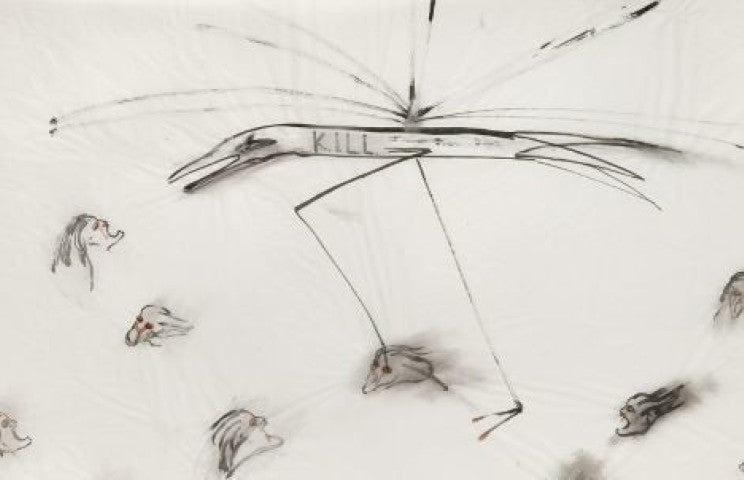 Gunship Victims
Nancy Spero
Encre et gouache sur papier, 196761 x 91 cm
Courtesy of Lelong  Co. gallery.