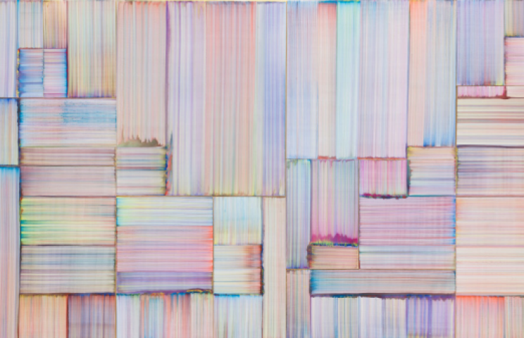 Ledz, 2018. Acrylic and resin on canvas. 281 x 523 cm | 110 5/8 x 205 7/8 in © Bernard Frize / ADAGP, Paris, 2019
