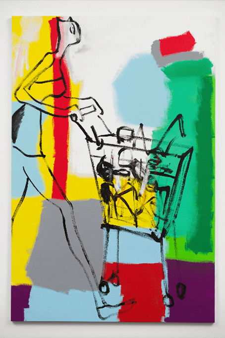 Alain Séchas, Caddie (Trolley), 2017, acrylic on canvas.