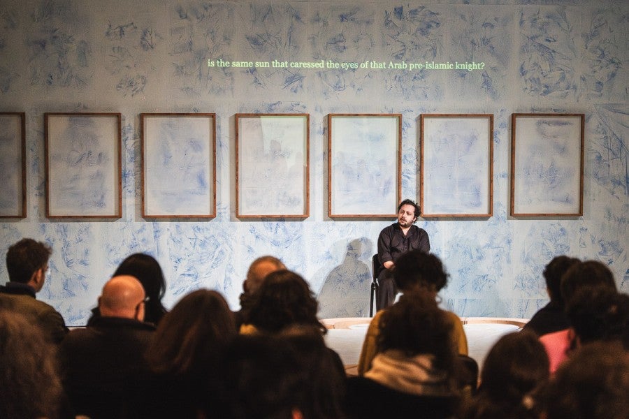 Hussein Nassereddine, <i>Laughing on the River, Your Eyes Drown in Tears</i>, performance, Beirut Art Center, 2025, photo : Pia Khattar, Courtesy de l’artiste.