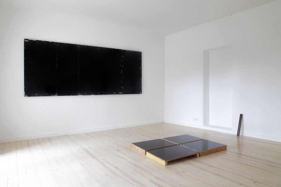 Exhibition view of 'When You See Me Again It Won't Be Me (4.2)', Jagna Ciuchta, 2011. Boards from deconstructed plinths, reorganised. PointDom, Toulouse. Photo: Jagna Ciuchta.