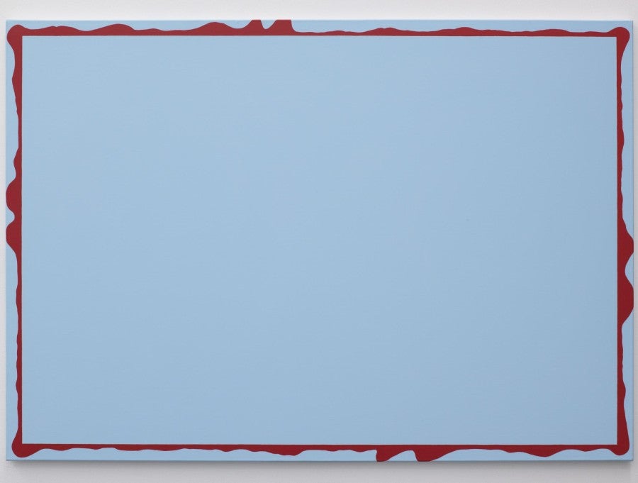 Sylvie Fanchon, <i>Monochrome décoratif bleu et rouge</i>, 2009, 114 x 162 cm. Collections FRAC Corse, © Adagp, Paris.