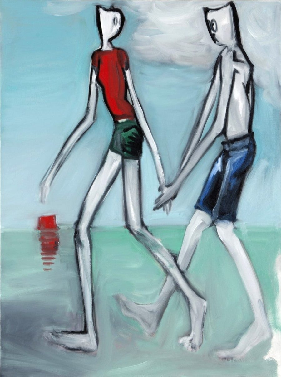 Alain Séchas, Plage jaune et bleue, 2015, huile sur toile, 162 x 130 cm. Collection particulière.