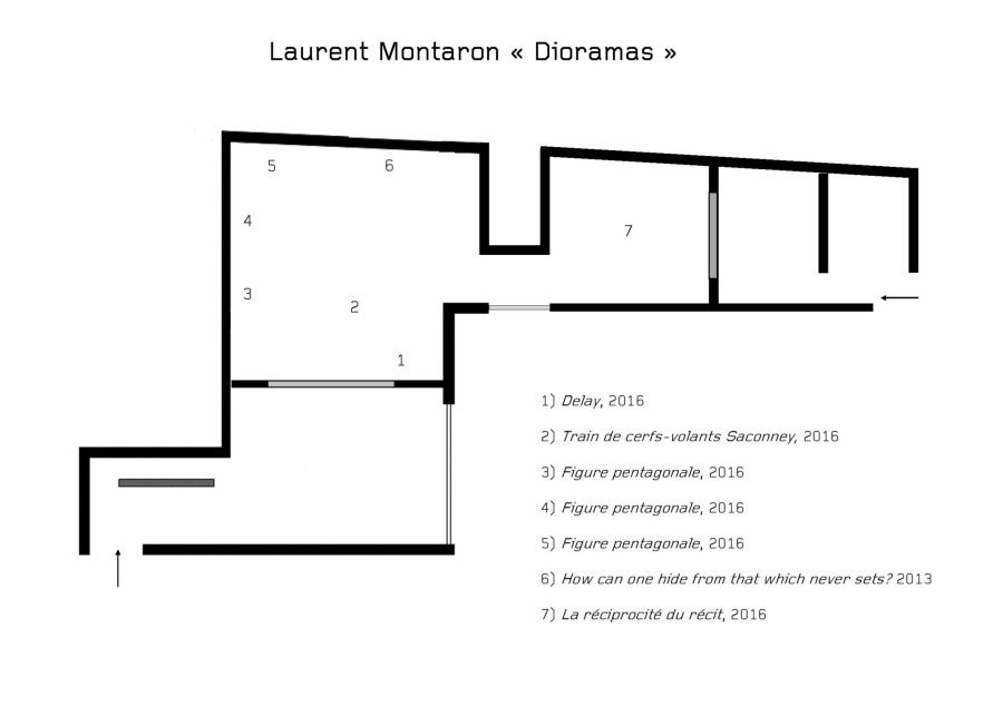 Laurent Montaron, Dioramas, plan de l'exposition, Fondation d'entreprise Ricard, 2016-2017.