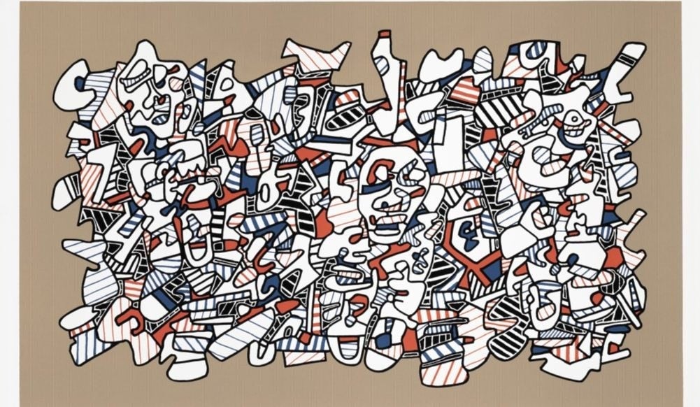 VISUEL Site avec trois personnages
Jean Dubuffet
Sérigraphie, 197650 exemplaires 69 x 102 cm
Courtesy of Lelong Co. gallery.