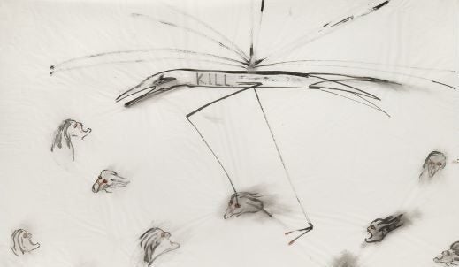 visu_250419 Gunship Victims
Nancy Spero
Encre et gouache sur papier, 196761 x 91 cm
Courtesy of Lelong Co. gallery.